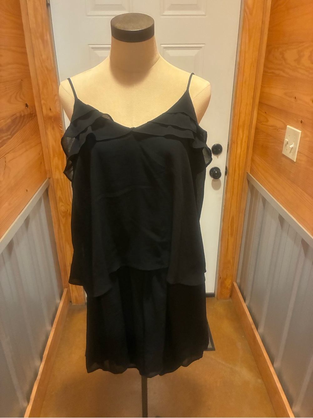 Xhilaration Black Ruffle V-Neck Romper